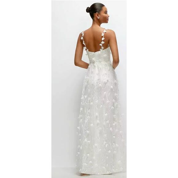 Dessy Collection NWT White Ivory Floral Embroidered Dress 3D Appliqués Formal 10 - Picture 3 of 9